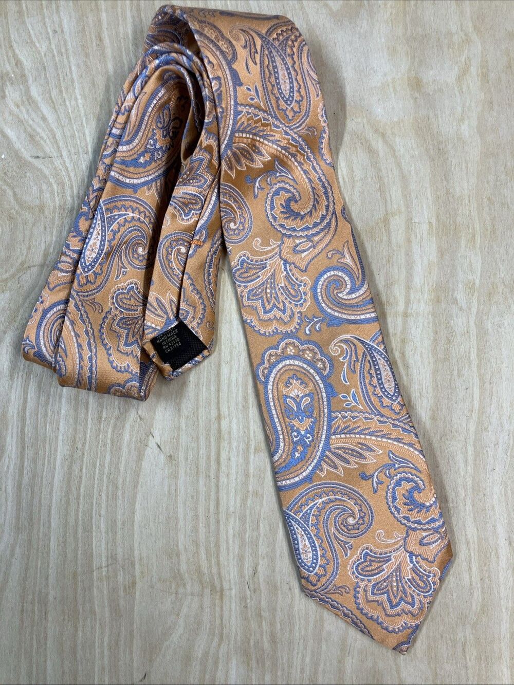 Tasso Elba Silk Neck Tie Men's Paisley Print Business Formal Casual Orange Blue
